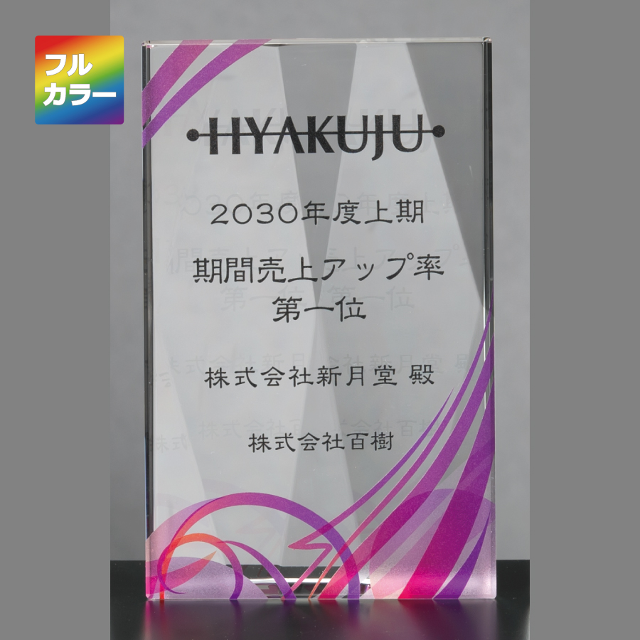 クリスタルトロフィー 時計付 フルカラー印刷 ZKG-1159 Cサイズ