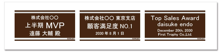 文例 見本 シーン別表彰の文字サンプル トロフィー 即日発送 企業表彰や各種大会 ファーストトロフィー